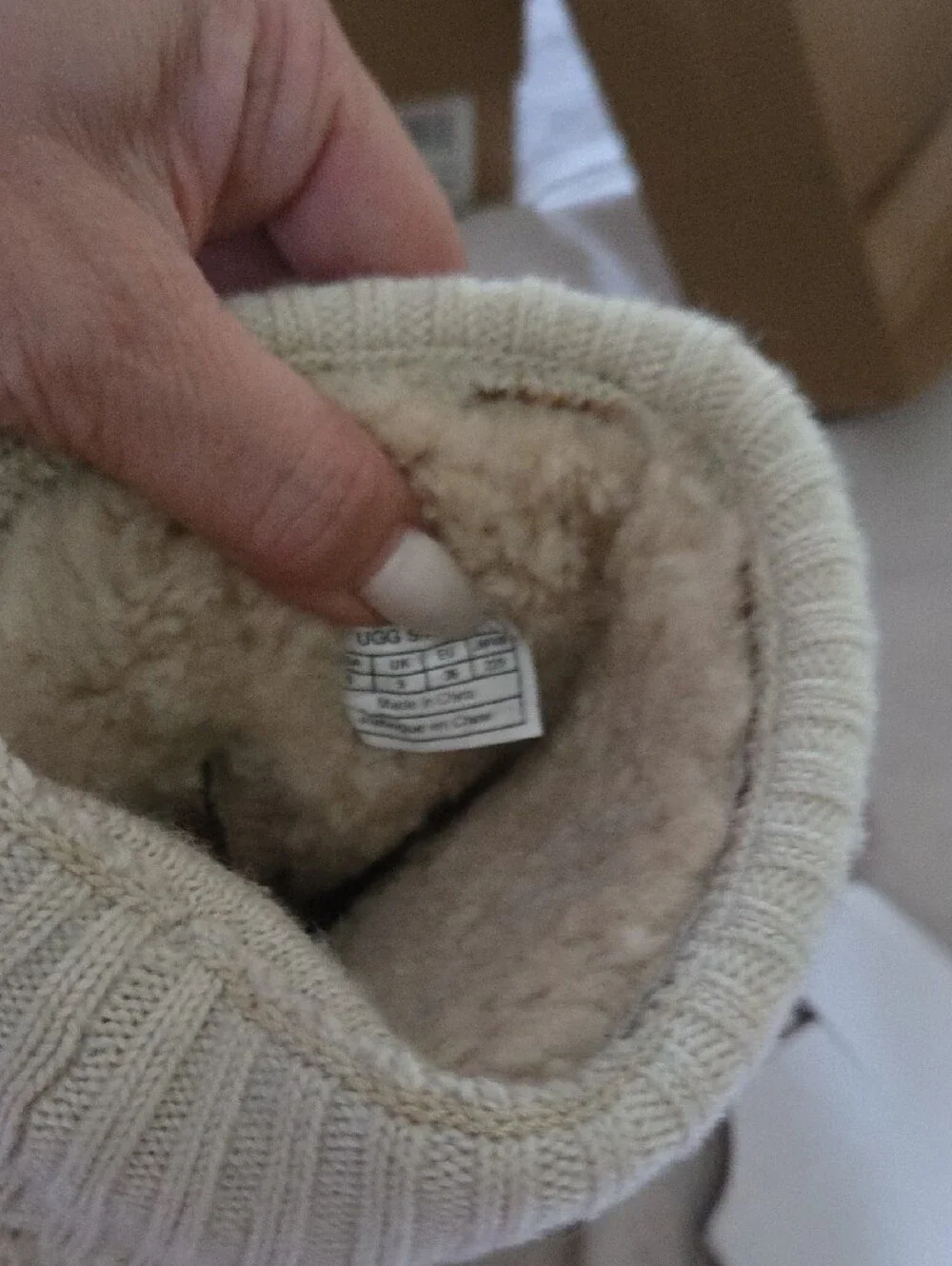 UGG Kids Tan Suede Boots with Cream Knit Cuff